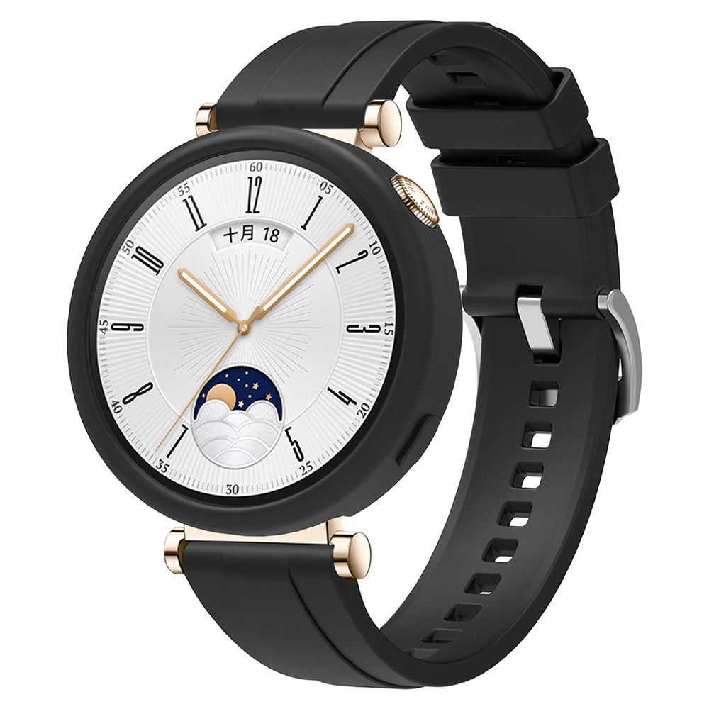 For Huawei Watch GT 4 41mm Soft Silicone Watch Band Strap Replacement Accessory - Black For Huawei Watch GT 4 41mm Soft Silicone Watch Band Strap Replacement Accessory - Black